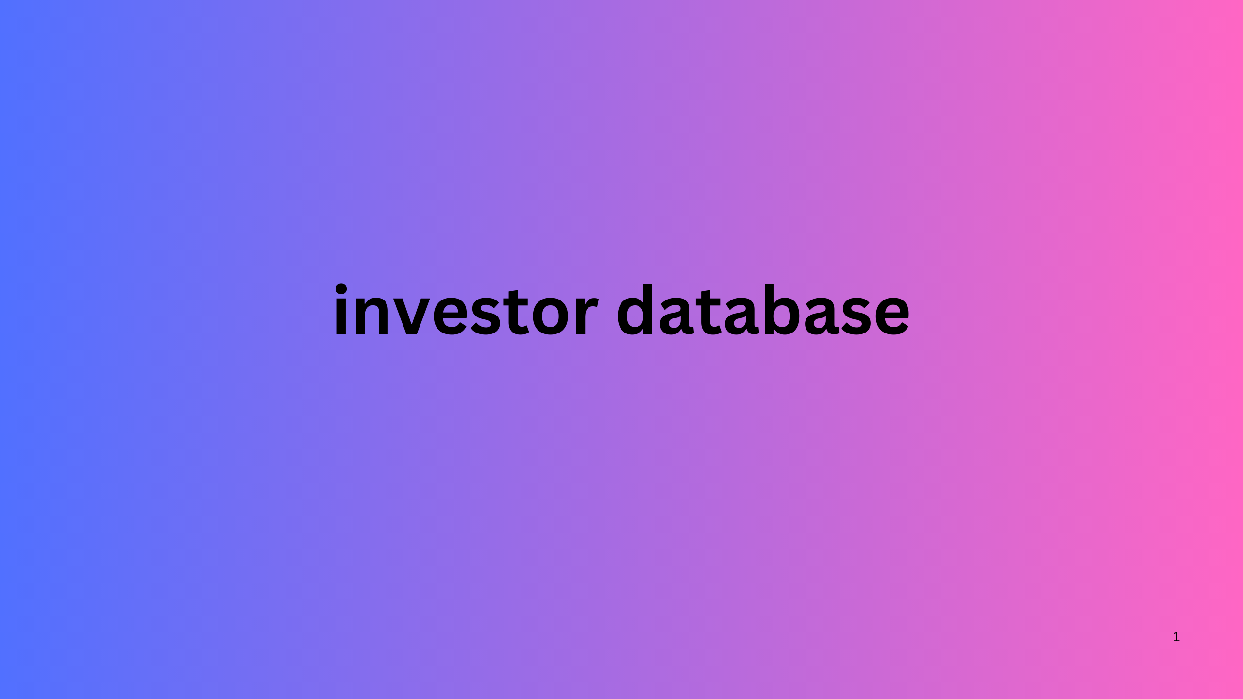 investor database